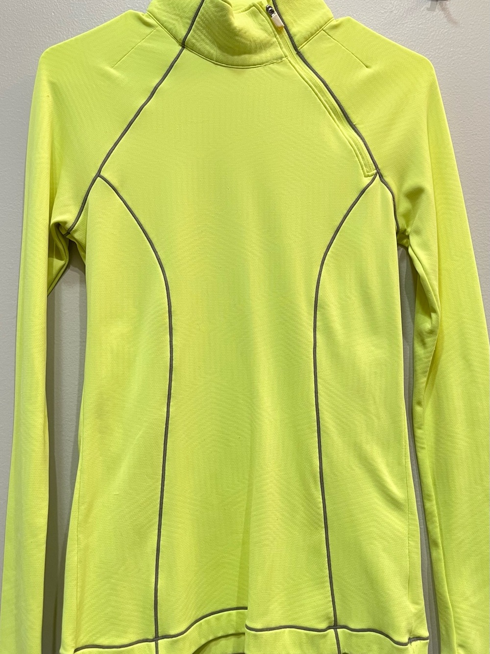Under Armour Neon Yellow Long Sleeve Zip-Shoulder Active Top